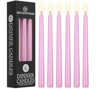 DECO EXPRESS Candele Lunghe 8 Ore - Pacco da 6/10/15/50 - Lunga Durata per Candelabro Non Profumato (Oro Rosa Metallizzato - Confezione da 6)