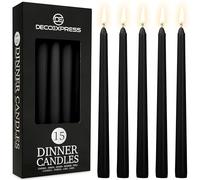DECO EXPRESS Candele Lunghe Pacco da 6/10/15/50 - Candele 8 Ore Lunga Durata Candele per Candelabro Non profumato (Nero - Confezione da 15)