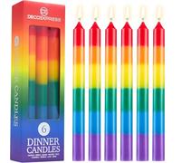 DECO EXPRESS Candele Lunghe Pacco da 6/10/15/50 - Candele 8 Ore Lunga Durata Candele per Candelabro Non profumato (Multi - Pacco da 6)