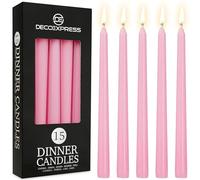 DECO EXPRESS Candele Lunghe Pacco da 6/10/15/50 - Candele 8 Ore Lunga Durata Candele per Candelabro Non profumato (Rosa baby - Confezione da 15)