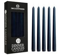 Candele Lunghe - Candele Bianche e Colorate Pacco da 6/10/15/50 - Candele 8 Ore Lunga Durata - Candele per Candelabro Eleganti Cena Festività (Navy - Pacco da 15)