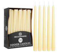 DECO EXPRESS Candele Lunghe Pacco da 6/10/15/50 - Candele 8 Ore Lunga Durata Candele per Candelabro Non profumato (Avorio - Pacco da 50)