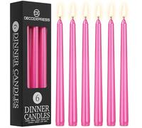 DECO EXPRESS Candele Lunghe Pacco da 6/10/15/50 - Candele 8 Ore Lunga Durata Candele per Candelabro Non profumato (Rosa metallizzato - Confezione da 6)