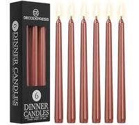 DECO EXPRESS Candele Lunghe Pacco da 6/10/15/50 - Candele 8 Ore Lunga Durata Candele per Candelabro Non profumato (Rame metallizzato - Confezione da 6)