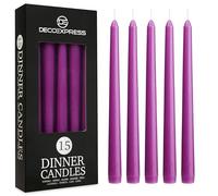 DECO EXPRESS Candele Lunghe Pacco da 6/10/15/50 - Candele 8 Ore Lunga Durata Candele per Candelabro Non profumato (Viola - Pacco da 15)