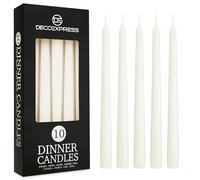 DECO EXPRESS Candele Lunghe Pacco da 6/10/15/50 - Candele 8 Ore Lunga Durata Candele per Candelabro Non profumato (Bianco - Pacco da 10)