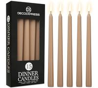 DECO EXPRESS Candele Lunghe Pacco da 6/10/15/50 - Candele 8 Ore Lunga Durata Candele per Candelabro Non profumato (Cappuccino - Confezione da 15)
