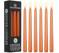 DECO EXPRESS Candele Lunghe Pacco da 6/10/15/50 - Candele 8 Ore Lunga Durata Candele per Candelabro Non profumato (Arancione metallizzato - Confezione da 6)