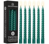 DECO EXPRESS Candele Lunghe Spirale Pacco da 3 o 6 Candele Antigoccia Contorte 6 Ore Lunga Durata Non Profumato Candela da Cena (Pino Metallizzato, Set da 6)