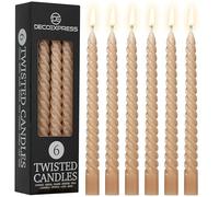 DECO EXPRESS Candele Lunghe Spirale Pacco da 3 o 6 Candele Antigoccia Contorte 6 Ore Lunga Durata Non Profumato Candela da Cena (Cappuccino, Set da 6)