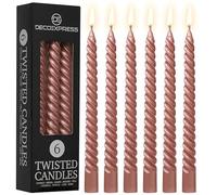 DECO EXPRESS Candele Lunghe Spirale Pacco da 3 o 6 Candele Antigoccia Contorte 6 Ore Lunga Durata Non Profumato Candela da Cena (Rame, Set da 6)