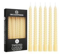 DECO EXPRESS Candele Lunghe Spirale, Pacco da 3/6 - Candele 6 Ore Lunga Durata Non Profumato (Avorio, Set da 6)