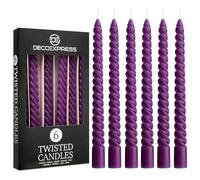 DECO EXPRESS Candele Lunghe Spirale Pacco da 3 o 6 Candele Antigoccia Contorte 6 Ore Lunga Durata Non Profumato Candela da Cena (Viola, Set da 6)