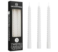 DECO EXPRESS Candele Lunghe Spirale Pacco da 3 o 6 Candele Antigoccia Contorte 6 Ore Lunga Durata Non Profumato Candela da Cena (Bianco, Set da 3)