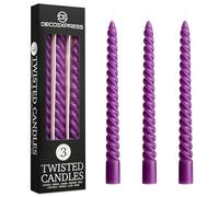 DECO EXPRESS Candele Lunghe Spirale Pacco da 3 o 6 Candele Antigoccia Contorte 6 Ore Lunga Durata Non Profumato Candela da Cena (Viola, Set da 3)