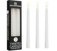 DECO EXPRESS Candele Lunghe Spirale, Set da 3 Candele Antigoccia Contorte, Lunga Durata, Non Profumato per Decorazione Casa, San Valentino, Festa della Mamma (Bianco, Set da 3)