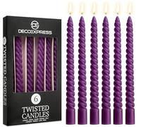 DECO EXPRESS Candele Lunghe Spirale, Set da 6 Candele Antigoccia Contorte, Lunga Durata, Non Profumato per Decorazione Casa, San Valentino, Festa della Mamma (Viola, Set da 6)