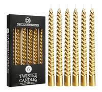 DECO EXPRESS Candele Lunghe Spirale, Set da 6 Candele Antigoccia Contorte, Lunga Durata, Non Profumato per Decorazione Casa, San Valentino, Festa della Mamma (Oro, Set da 6)