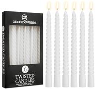 DECO EXPRESS Candele Lunghe Spirale, Set da 6 Candele Antigoccia Contorte, Lunga Durata, Non Profumato per Decorazione Casa, San Valentino, Festa della Mamma (Bianco, Set da 6)
