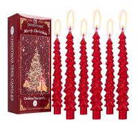 Deco Express Candele per Albero di Natale, Set da 6 Candele da Tavola con Durata di 7 Ore, Centrotavola e Decorazioni Natalizie, Idea Regalo Xmas (Rosso, 6 Pezzi)