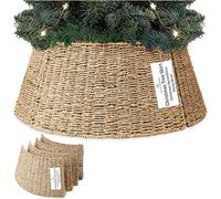 DECO EXPRESS Gonna Albero di Natale, Base Albero Vimini, Collare Naturale per Decorazioni Natalizie per Xmas Festa, 51cm x 25cm (Beige, Altezza 51 cm/Base 66 cm)