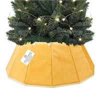 DECO EXPRESS Gonna Albero di Natale, Velluto Copri Base Albero Diverte, Divertimento Collar per Decorazioni Natalizie per Xmas Festa 38x25 cm (D'oro Velluto, Top 38cm/Base 65cm)