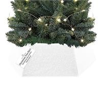 DECO EXPRESS Gonna per Albero di Natale, Sequin Coprire Base Albero, Collare Scintillante per Decorazioni Natalizie Festa 68 x 25cm (Bianco Sequin)