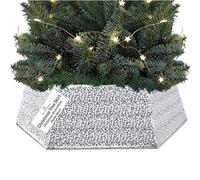 DECO EXPRESS Gonna per Albero di Natale, Sequin Coprire Base Albero, Collare Scintillante per Decorazioni Natalizie Festa 68 x 25cm (Argento Sequin)