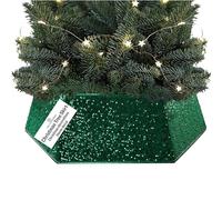 DECO EXPRESS Gonna per Albero di Natale, Sequin Coprire Base Albero, Collare Scintillante per Decorazioni Natalizie Festa 68 x 25cm (Verde Sequin)