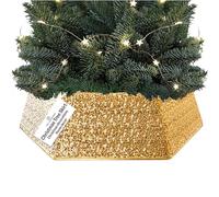 DECO EXPRESS Gonna per Albero di Natale, Sequin Coprire Base Albero, Collare Scintillante per Decorazioni Natalizie Festa 68 x 25cm (Oro Sequin)