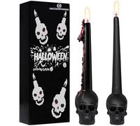 Deco Express Halloween Candele Pacco da 2, A Forma di Teschio Nero Candela Halloween Decorazioni, 12-ora Tempo di Combustione, Regali Horror (Nero Skull)