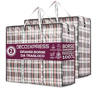 Deco Express Sacchetti per Bucato con Cerniera e Manici 75L, 60x50x25cm, Pack da 2 Borse Salvaspazio Resistenti per Vestiti e Trasloco (60 X 50 X 25 CM)