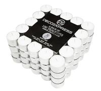 DECO EXPRESS Tealight candela - Bianche 50/100 Pezzi Piccole - Lunga Durata 4/8 Ore - Lumini Non Profumate (100 Pezzi - 4 Ore)