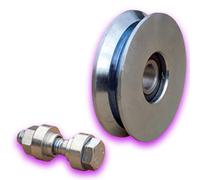 DECO FER FORGE - Ruota per Cancello Scorrevole con Scanalatura Gola V - Bullone a Vite - Diametro Ø 80 mm - Roulette Carico Pesante Capacità 300 kg - Porta Scorrevole