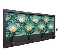 Deco Fluent - Perchero de Pared de Madera | Estilo Art Déco | Hecho a Mano en España | 52x25 cm con 4 Ganchos | Diseño Decorativo Funcional para Entrada, Salón, Oficina, etc.