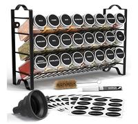 Deco haus® Porta Spezie per Cucina - Portaspezie con 24 Barattoli Spezie, Portaspezie Salvaspazio, Set Cucina 24 Vasetti di Spezie, 48 Etichette Spazzola Imbuto Ganci - Design Indipendente o da Parete