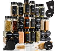 Deco haus® Set da 24 Contenitori per Spezie con Tappo a Vite - Kit per Condimenti con Etichette, Imbuto, Spazzola, Pennarello - Barattoli Portaspezie Piccoli in Vetro Trasparente da 120ml, 10,5x4,5 cm