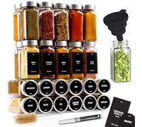 Deco haus® Set da 24 Contenitori per Spezie con Tappo a Vite - Kit per Condimenti con Etichette, Imbuto, Spazzola, Pennarello - Barattoli Portaspezie Piccoli in Vetro Trasparente da 120ml, 10,5x4,3 cm