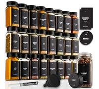 Deco haus® Set da 24 Contenitori per Spezie con Tappo a Vite - Kit per Condimenti con Etichette, Imbuto, Spazzola, Pennarello - Barattoli Portaspezie Piccoli in Vetro Trasparente da 120ml, 10,5x4,5 cm