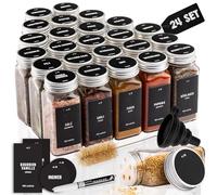 Deco haus® Set da 24 Contenitori per Spezie con Tappo a Vite - Kit per Condimenti con Etichette, Imbuto, Spazzola, Pennarello - Barattoli Portaspezie Piccoli in Vetro Trasparente da 120ml, 10,5x4,3 cm