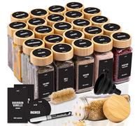 Deco haus® Set da 24 Contenitori per Spezie con Tappo a Vite - Kit per Condimenti con Etichette, Imbuto, Spazzola, Pennarello - Barattoli Portaspezie Piccoli in Vetro Trasparente da 120ml, 10,5x4,3 cm