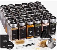 Deco haus® Set da 36 Contenitori per Spezie con Tappo a Vite - Kit per Condimenti con Etichette, Imbuto, Spazzola, Pennarello - Barattoli Portaspezie Piccoli in Vetro Trasparente da 120ml, 10,5x4,3 cm