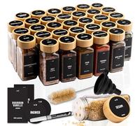 Deco haus® Set da 36 Contenitori per Spezie con Tappo a Vite - Kit per Condimenti con Etichette, Imbuto, Spazzola, Pennarello - Barattoli Portaspezie Piccoli in Vetro Trasparente da 120ml, 10,5x4,3 cm