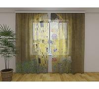 Deco Italia Tenda fotografica Il Bacio Klimt | Set 2 tende da L 90 x H 160 cm, Semi-filtrante