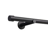 Deco-Raum Asta per tende su misura 25mm Supporto a parete Stile Pezzo terminale Cappuccio nero opaco su misura, senza anelli 280 cm, divisa