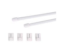Deco-Raum Bastoni per vetrina con ganci adesivi estensibili, colore bianco, lunghezza 40-60 cm, asta ovale per tende senza foratura, set da 2 pezzi metallo-plastica