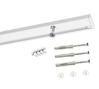 Deco-Raum Binario per tenda in alluminio su misura, 1 binario, preforato, per montaggio a soffitto, per tenda a scorrimento, con materiale di fissaggio, bianco, 280 cm divisibile al minimo