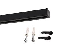 Deco-Raum Binario per tende su misura, in alluminio, rettangolare, piatto, fissaggio a soffitto, per tende con chiavistello, nero, 350 cm, quadrato