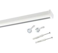Deco-Raum Binario per tende su misura, in alluminio, rettangolare, piatto, per tende con chiavistello, bianco, 350 cm, rotondo