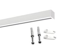 Deco-Raum Binario per tende su misura, in alluminio, rettangolare, piatto, per tende con chiavistello, bianco, 350 cm